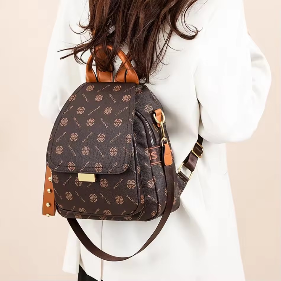 กระเป๋าเป้สะพายหลังลายพิมพ์เรโ - Leather Backpack Vintage บทวิจารณ์และราคา